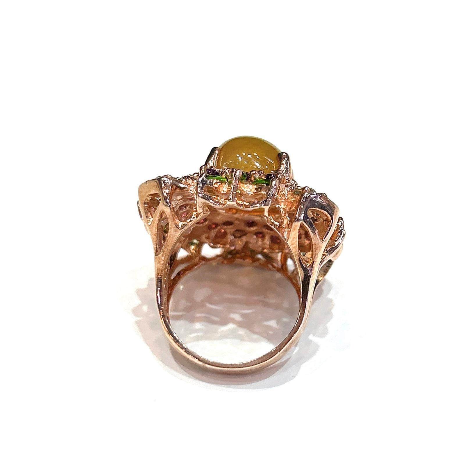 Bochic “Capri” Honey Sapphire, Garnet & Amethyst Ring Set In 18K Gold & Silver For Sale 4