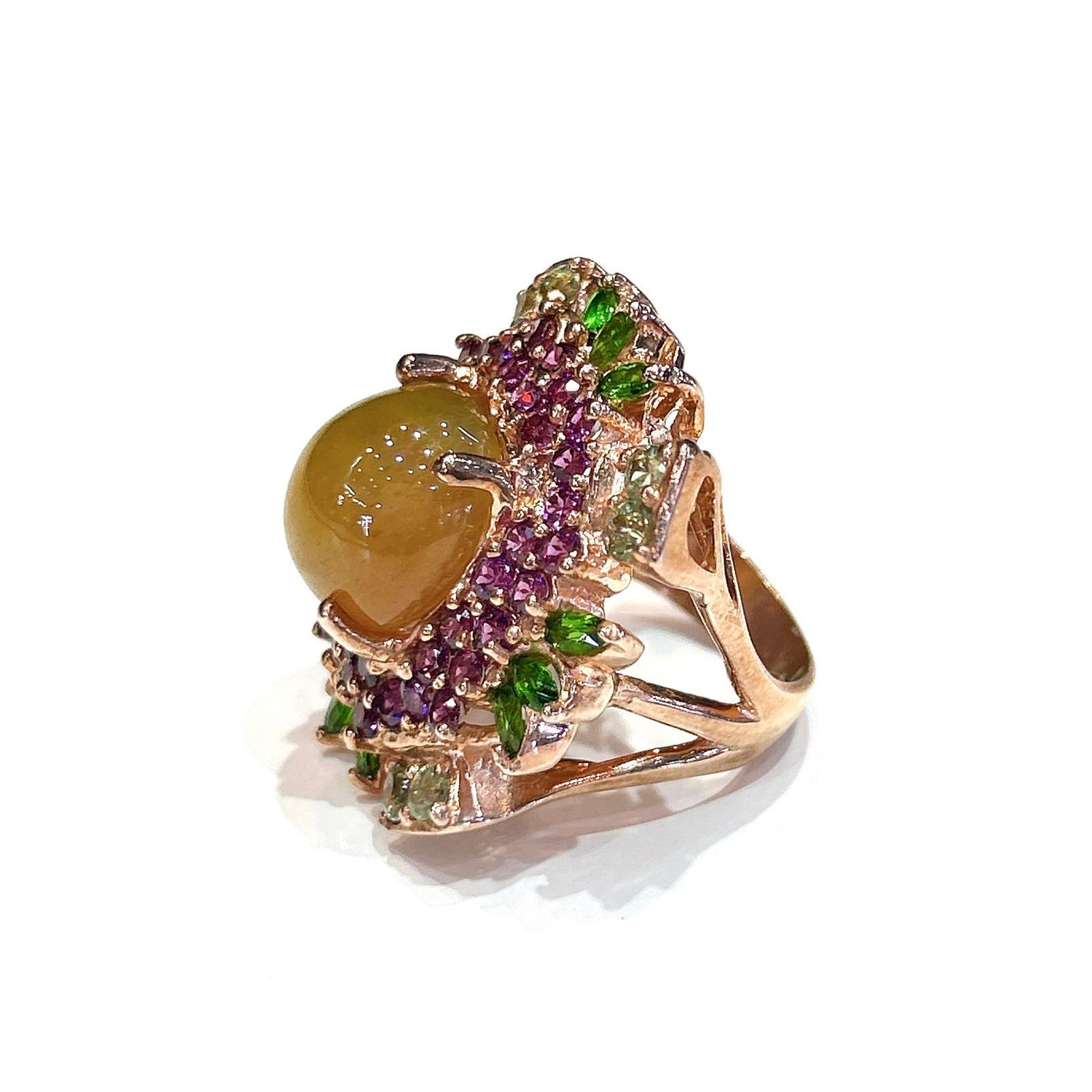 Bochic “Capri” Honey Sapphire, Garnet & Amethyst Ring Set In 18K Gold & Silver For Sale 6