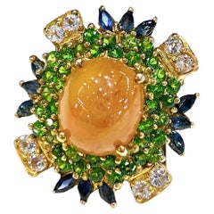 Anillo Bochic "Capri" de zafiro miel, granate y zafiro engastado en oro de 18 quilates y plata