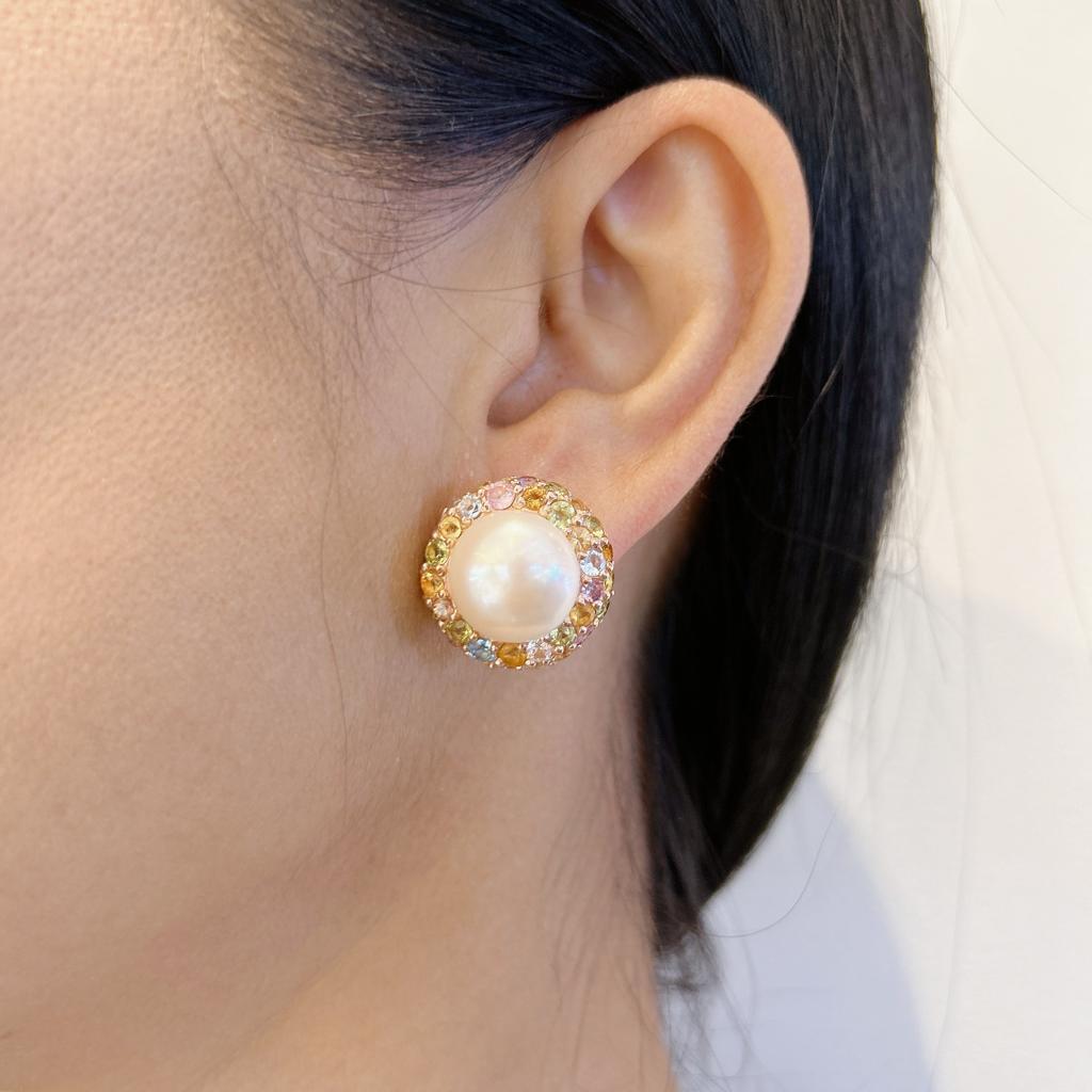 pink pearl clip on earrings