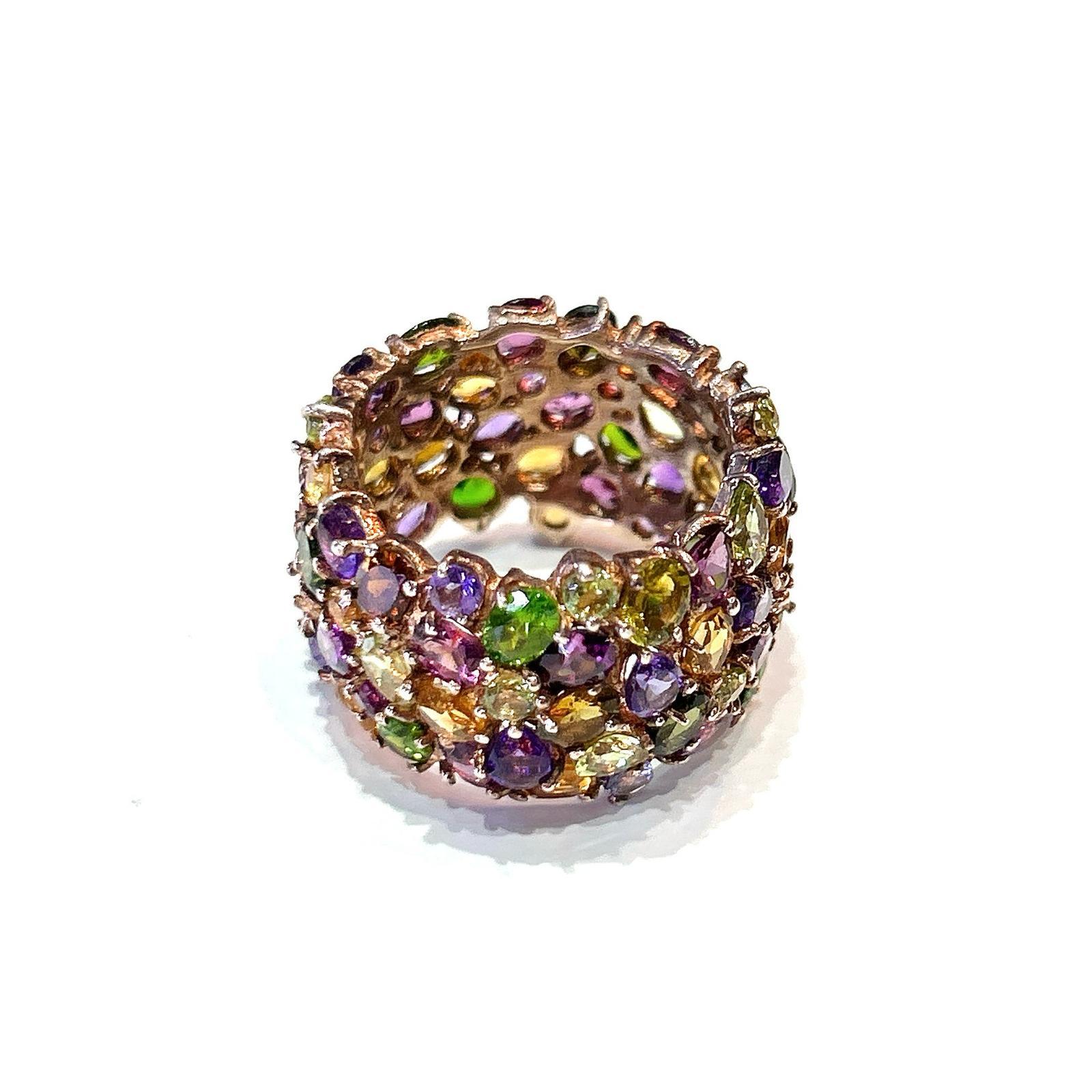 Bochic “Capri” Multi Color Tourmalines & Amethyst Ring Set In 18K Gold & Silver 4