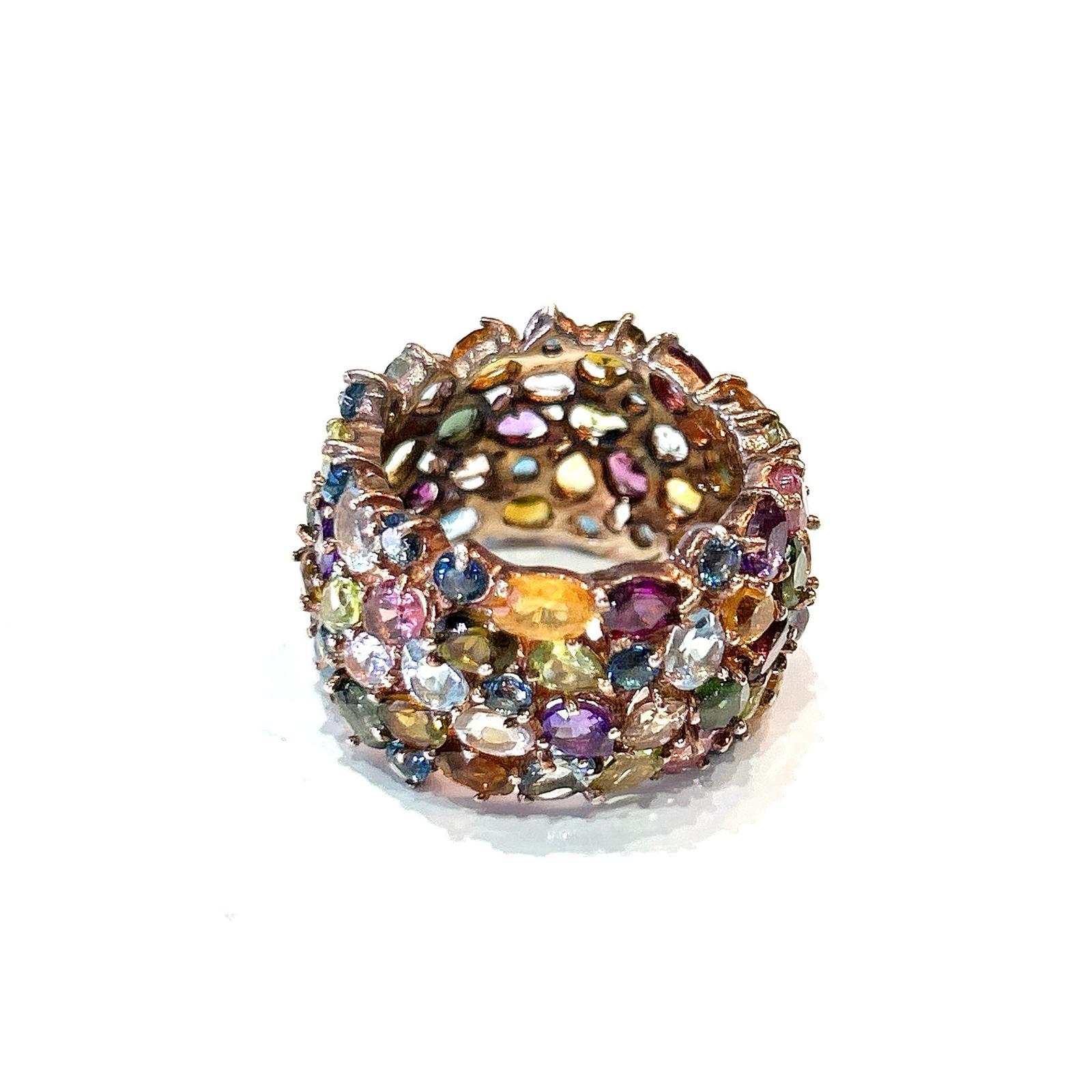 Bochic “Capri” Multi Color Tourmalines & Amethyst Ring Set In 18K Gold & Silver 5