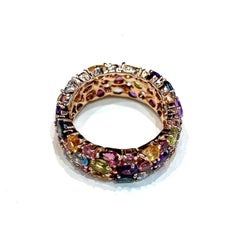 Bochic “Capri” Multi Color Tourmalines & Amethyst  Ring Set In 18K Gold & Silver