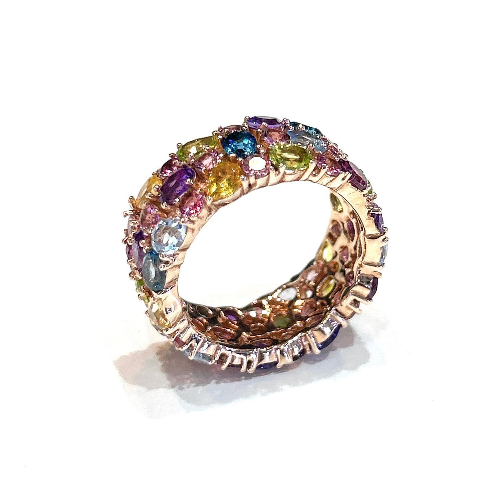 Bochic “Capri” Multi Color Tourmalines & Amethyst  Ring Set In 18K Gold & Silver In New Condition For Sale In New York, NY