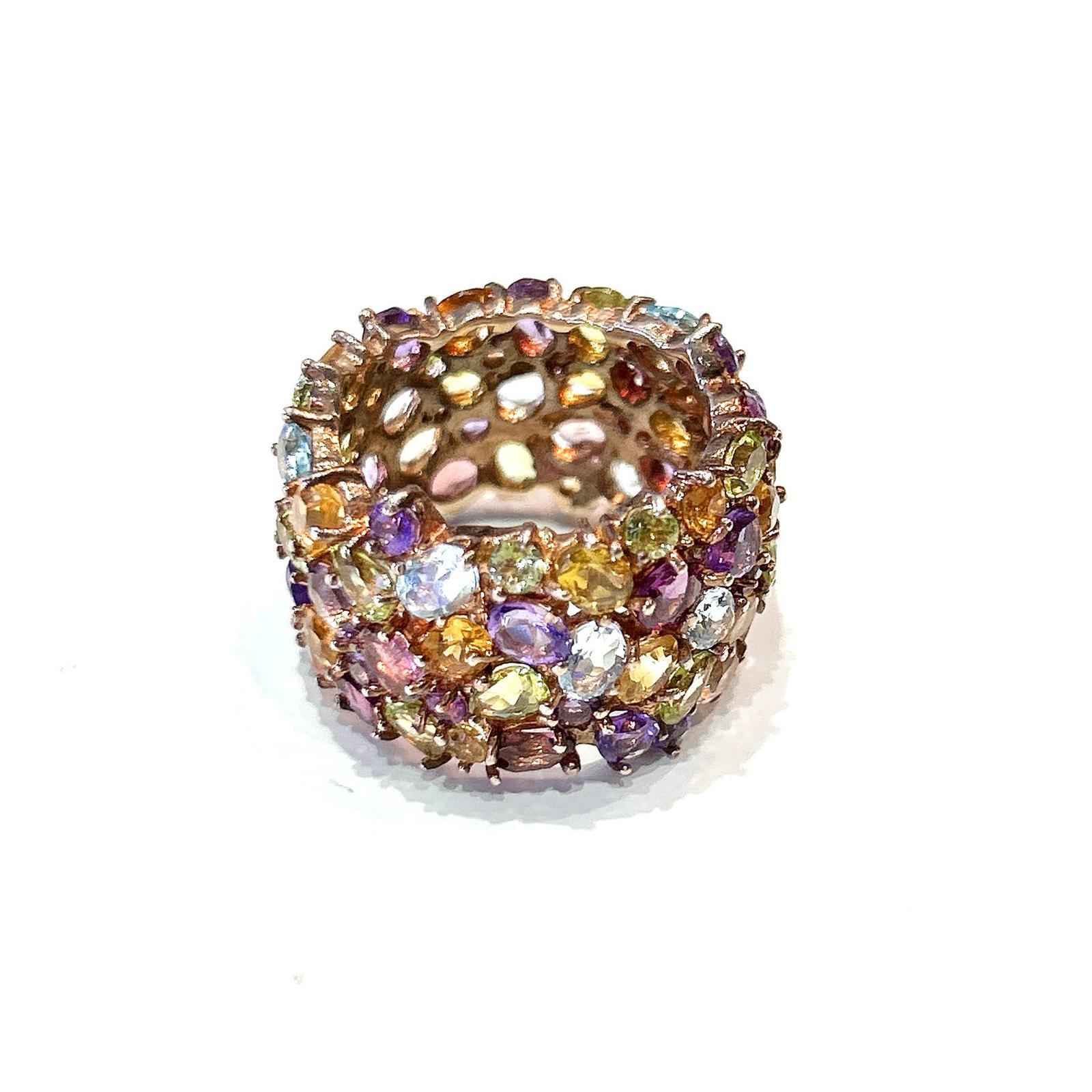 Bochic “Capri” Multi Color Tourmalines & Amethyst Ring Set In 18K Gold & Silver 2