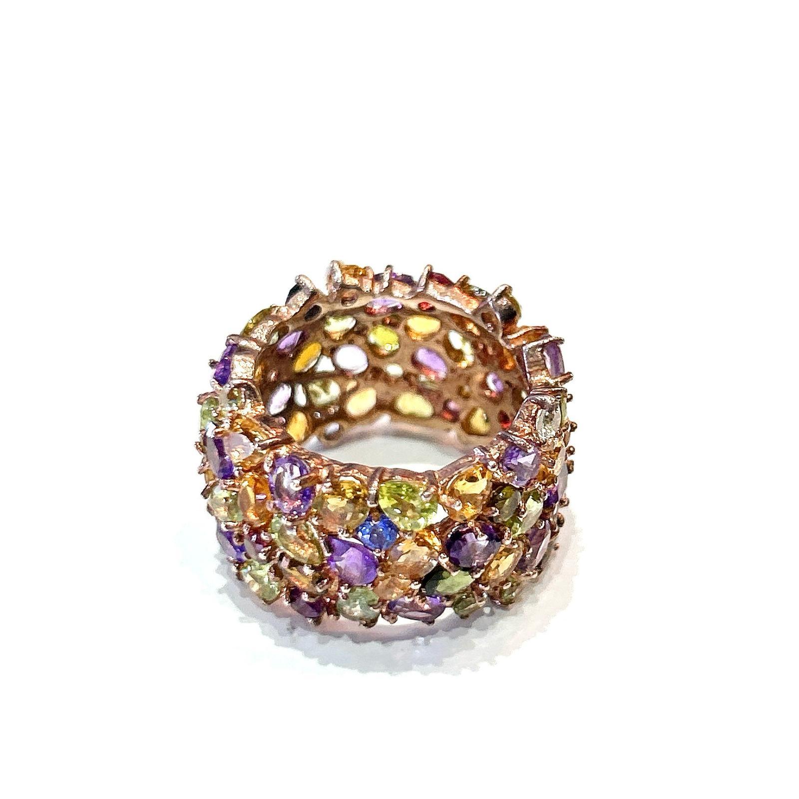 Bochic “Capri” Multi Color Tourmalines & Amethyst Ring Set In 18K Gold & Silver 3
