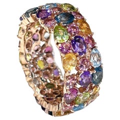 Bochic “Capri” Multi Color Tourmalines & Amethyst  Ring Set In 18K Gold & Silver