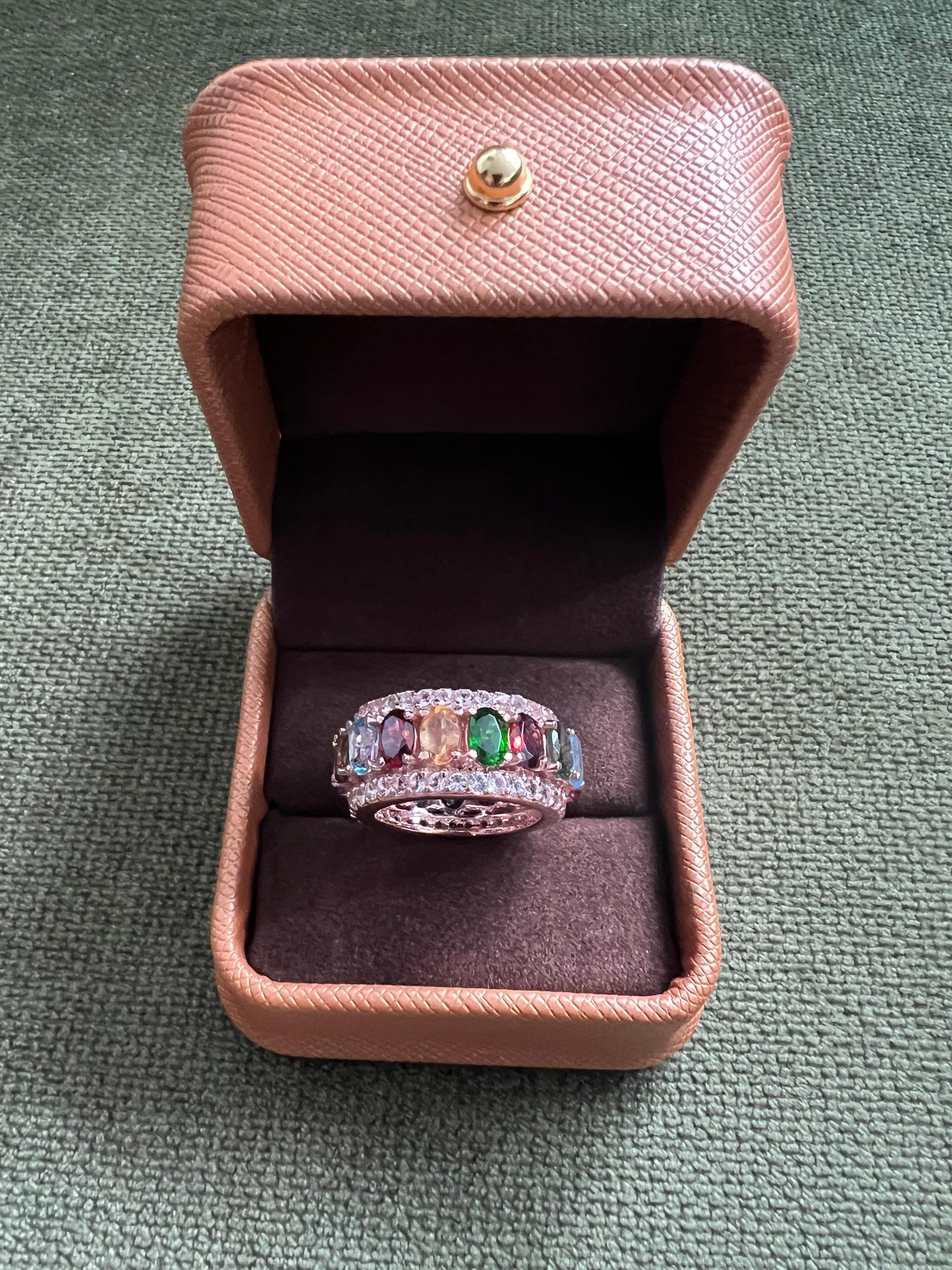 Bochic “Capri” Multi Color Tourmalines & Topaz Ring Set In 18K Gold & Silver For Sale 5