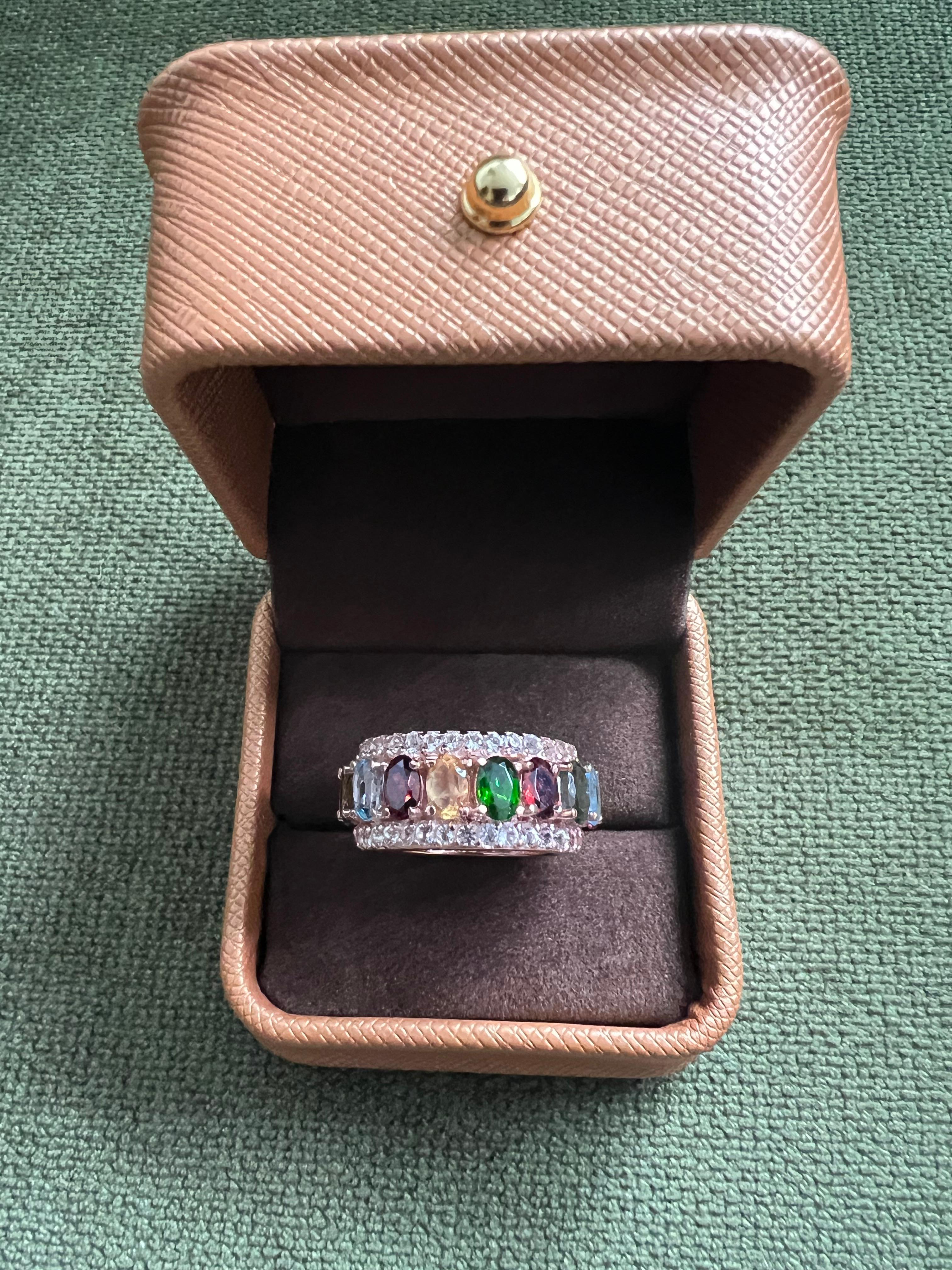 Bochic “Capri” Multi Color Tourmalines & Topaz Ring Set In 18K Gold & Silver For Sale 6