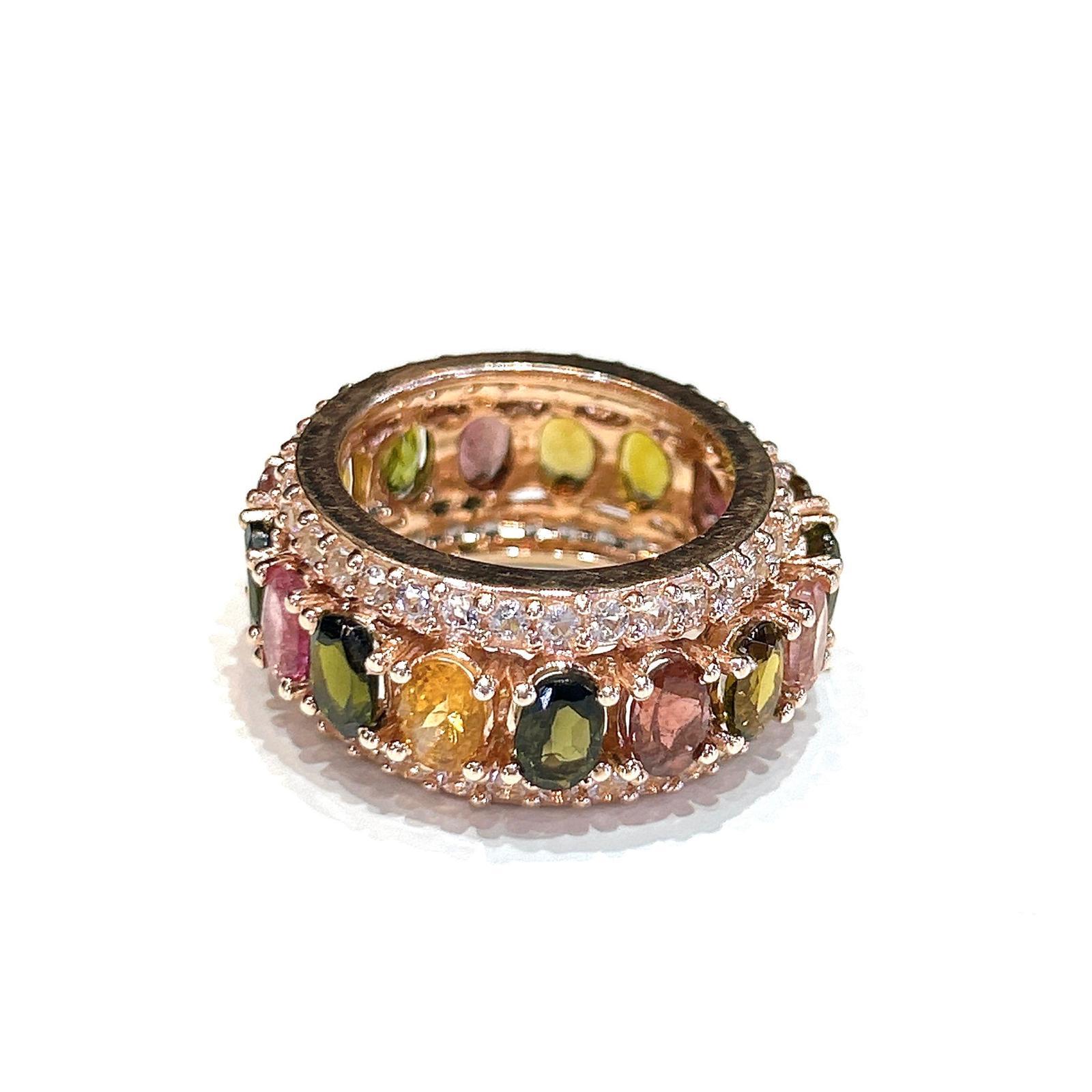 Bochic “Capri” Multi Color Tourmalines & Topaz Ring Set In 18K Gold & Silver 

Natural Multi Color Tourmalines  - 4.00 carats 
Natural White Topaz - 1,00 carats 

This Ring is from the 
