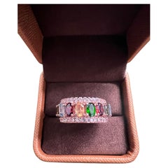 Bochic “Capri” Multi Color Tourmalines & Topaz Ring Set In 18K Gold & Silver