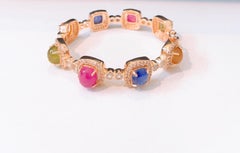 Bracciale multi gemme naturali "Bochic Capri" in oro e argento 22k