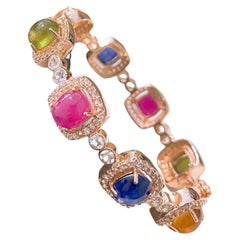 Pulsera "Bochic Capri" con varias gemas naturales en oro de 22 quilates y plata