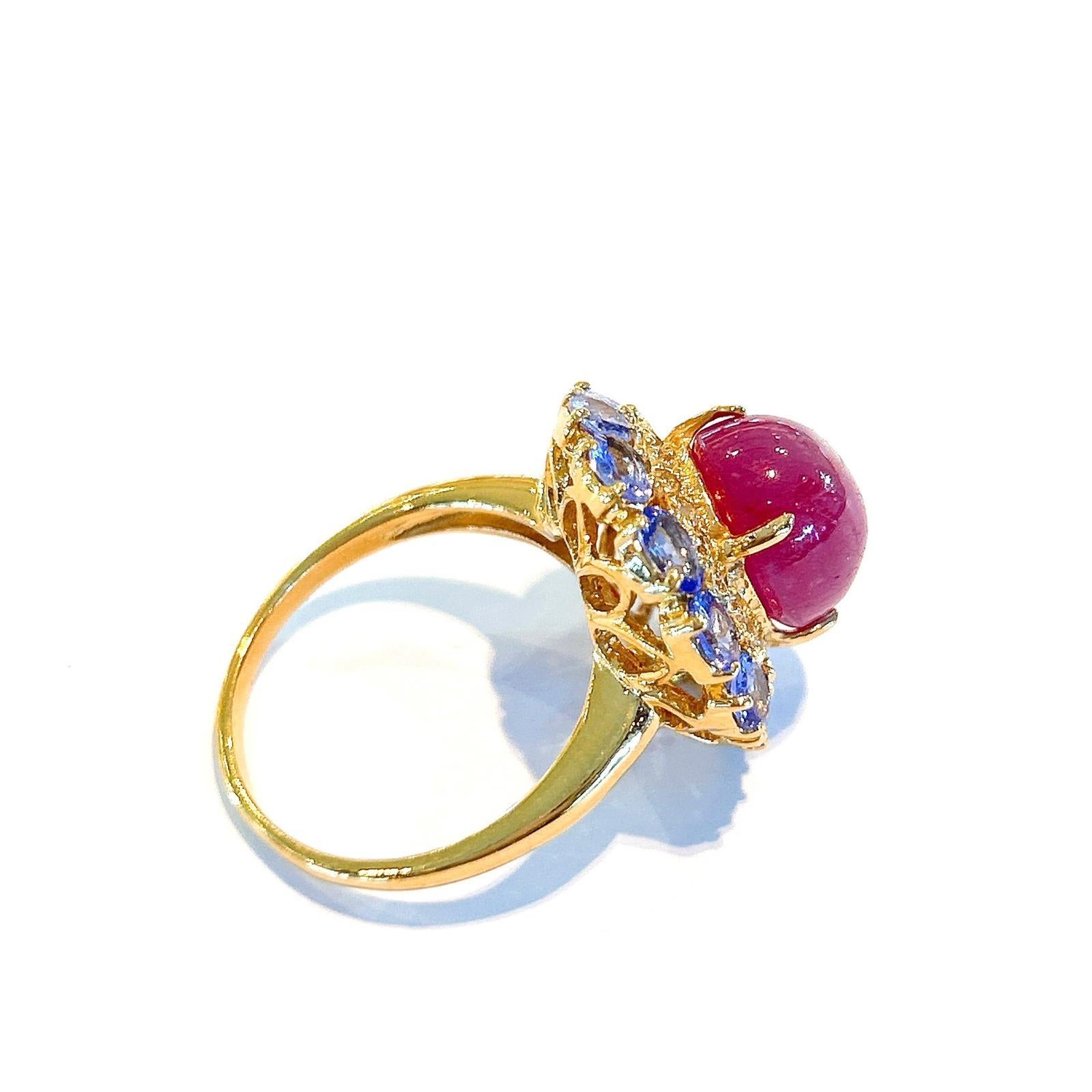 Bochic “Capri” Multi Natural Gem Ring Set in 22k Gold & Silver In New Condition For Sale In New York, NY