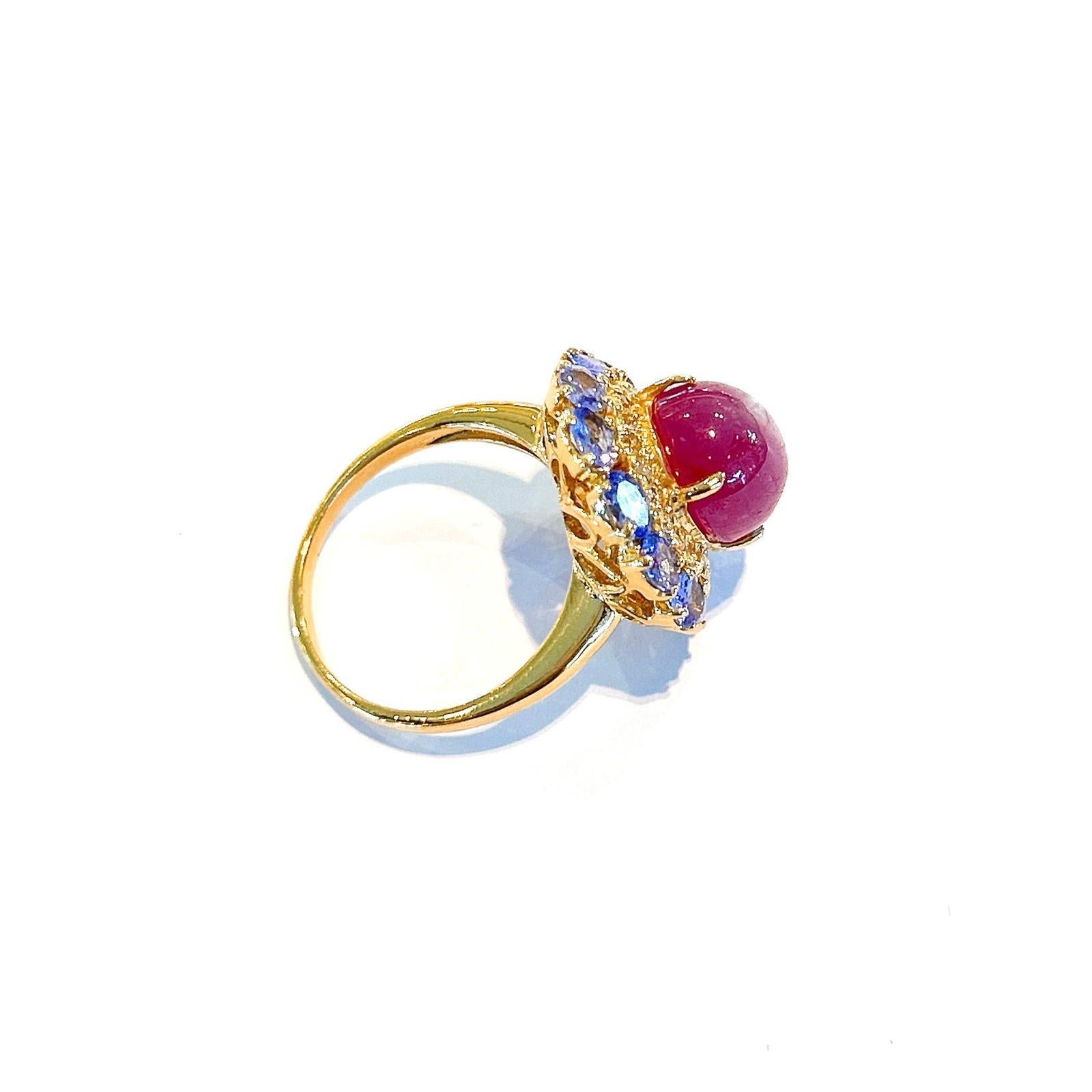 Bochic “Capri” Multi Natural Gem Ring Set in 22k Gold & Silver For Sale 1