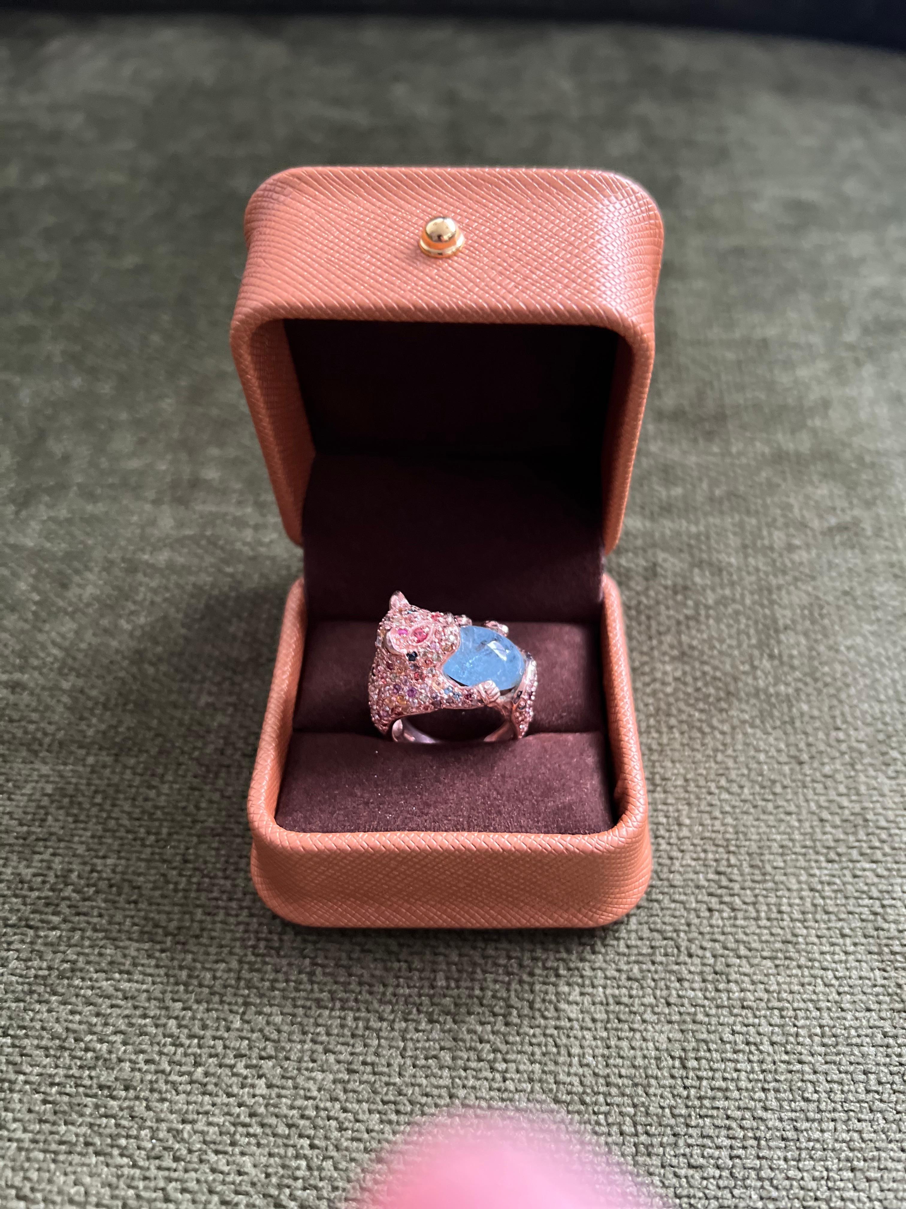 Bochic “Capri” Multi Sapphire, Ruby & Lemon Topaz Ring Set In 18K Gold & Silver For Sale 6