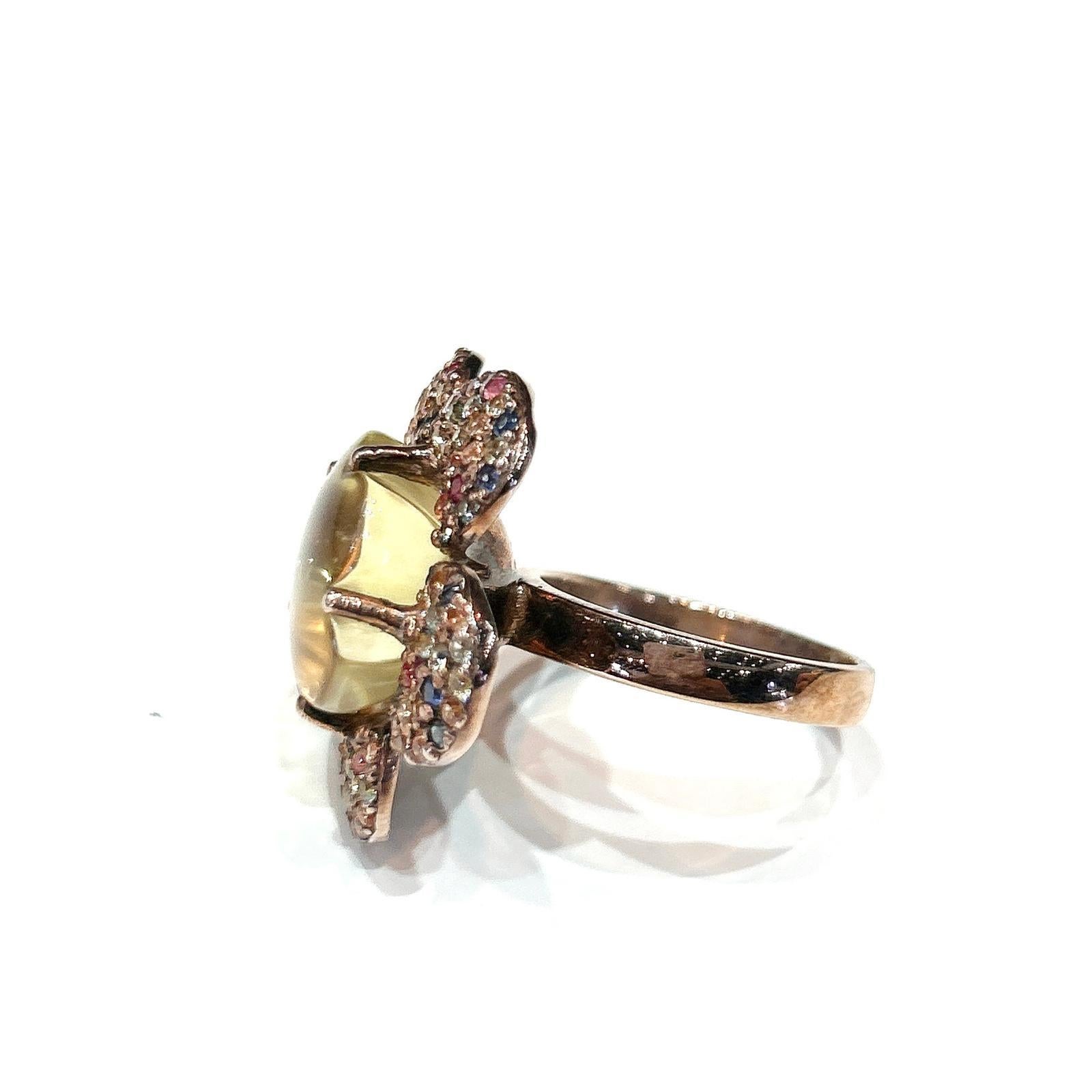 Bochic “Capri” Multi Sapphire, Ruby & Lemon Topaz Ring Set In 18K Gold & Silver In New Condition For Sale In New York, NY