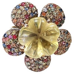 Bochic Capri Multi Saphir, Rubin & Zitrone Topas Ring Set in 18K Gold & Silber