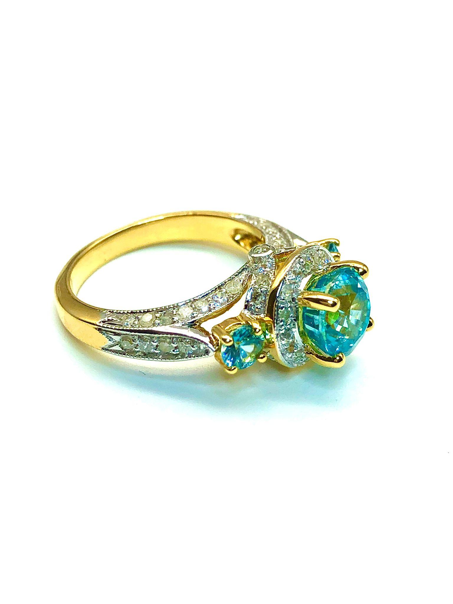 Bochic Capri Ring aus 18 Karat Gold und Silber mit natürlichem kambodschanischem Zirkon und Diamanten im Zustand „Neu“ im Angebot in New York, NY