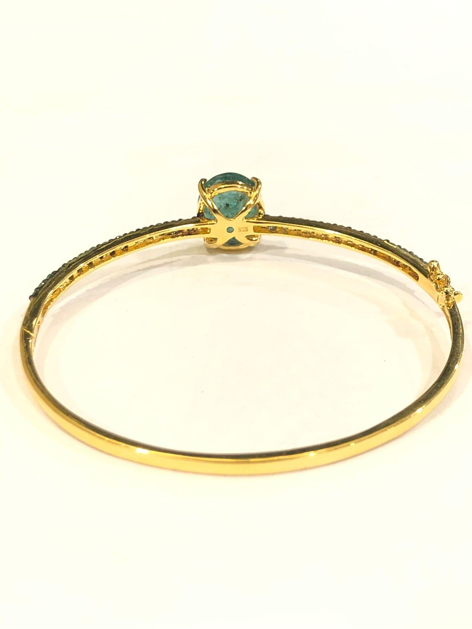 Bochic “Capri” Natural Emerald Bracelet/Bangle Set In 18K Gold & Silver Neuf - En vente à New York, NY