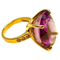 Bochic “Capri” Vintage Oval Shape Amethyst & Diamond Set In 18K Gold & Silver