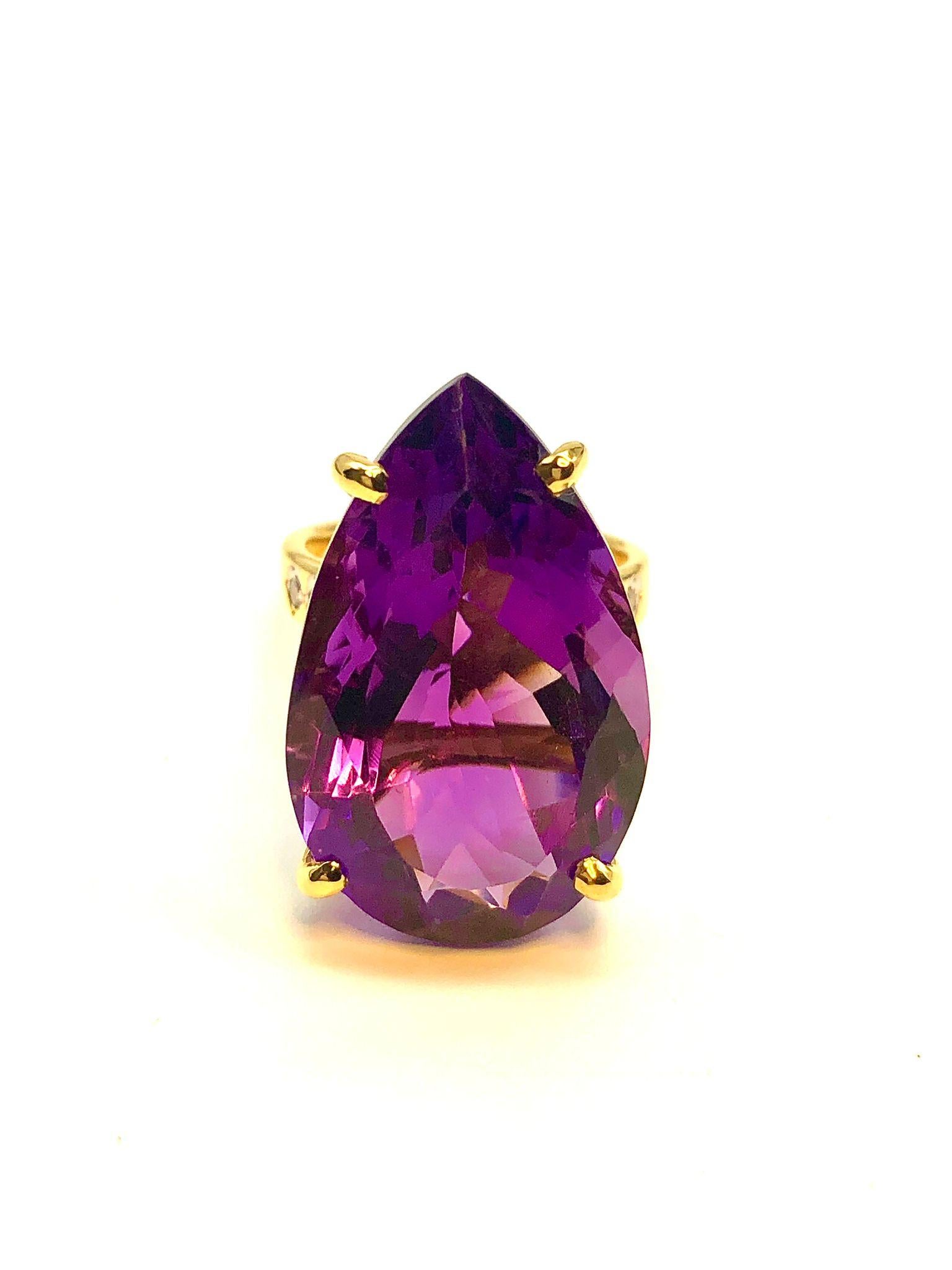 Bochic Capri Natürliche Birne Form Amethyst & Diamant Set in 18K Gold & Silber (Art déco) im Angebot