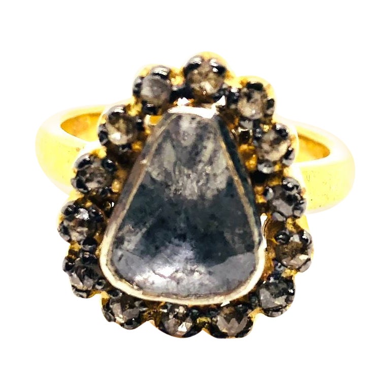 Bochic "Capri" Bague en or 18 carats et argent sertie de diamants naturels taillés en rose