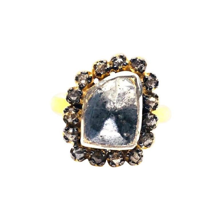 Bochic "Capri" Bague en or 18 carats et argent sertie de diamants naturels taillés en rose