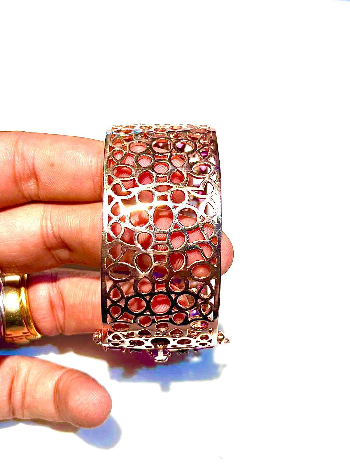 Bochic “Capri” Natural Ruby & Amethyst Cuff Set In 18K Gold & Silver in vendita 2