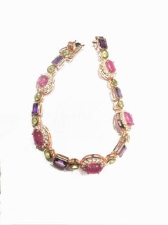 Bochic "Capri" Nature Rubis, Améthyste et Péridot Bracelet or et argent 18K