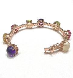 Bochic "Capri" Natürlicher Rubin, Amethyst & Peridot Armband Set 18K Gold & Silber