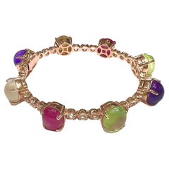 Bochic “Capri” Natural Ruby, Amethyst & Peridot Bracelet Set 18K Gold & Silver