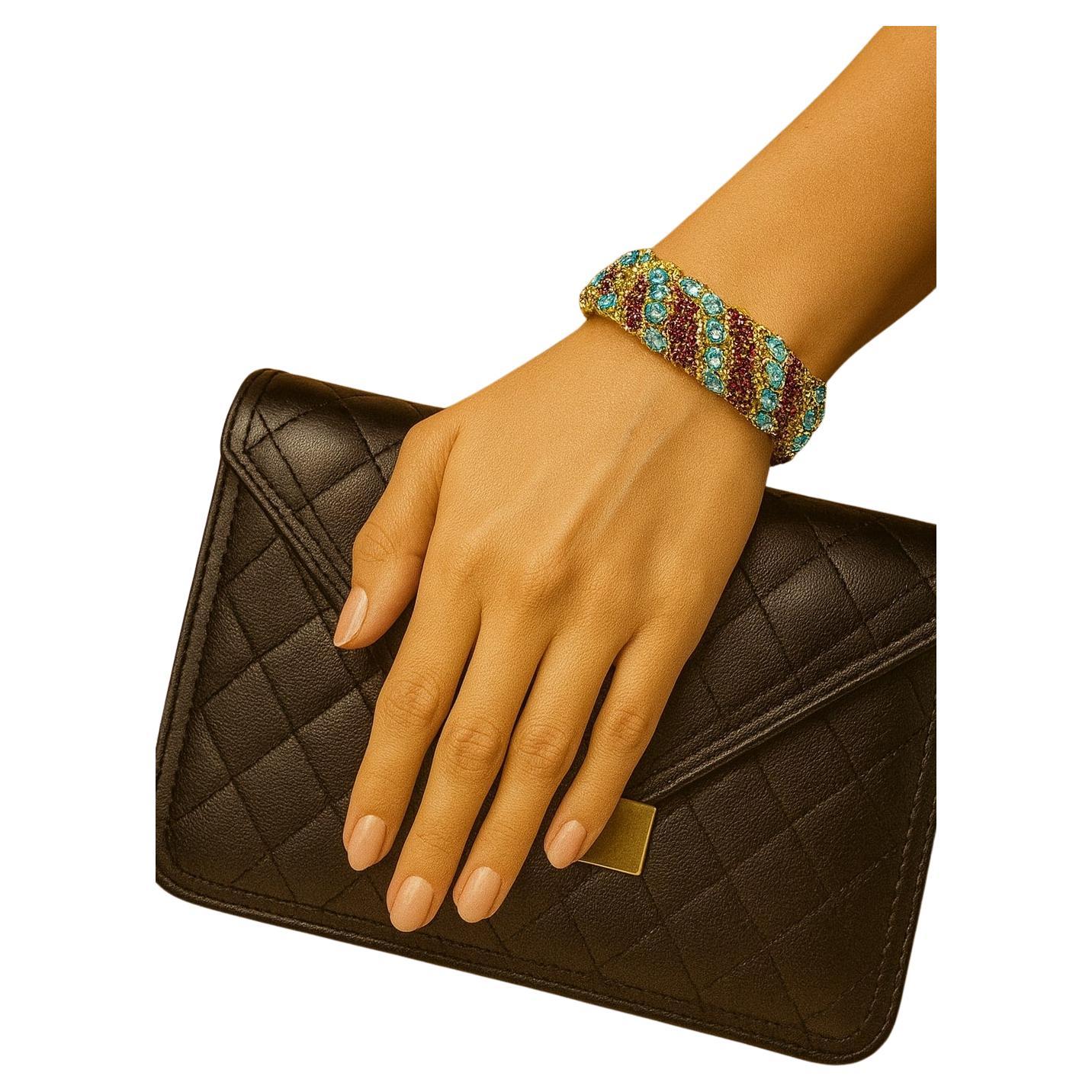 Bochic “Capri” Natural Ruby
Blue Topaz Bangle Set In 18K Gold
Silver