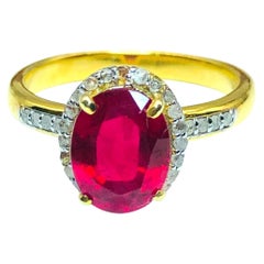 Bochic Capri natürlichen Rubin & Diamanten Vintage Retro Ring Set in 18K Gold & Silber