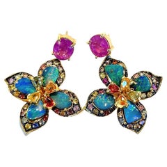 Bochic “Capri” Natural Ruby, Sapphires & Opal Ring Set in 18K Gold & Silver 