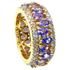 Bochic "Capri" Fascia con tanzanite naturale e diamanti in oro e argento 18 carati