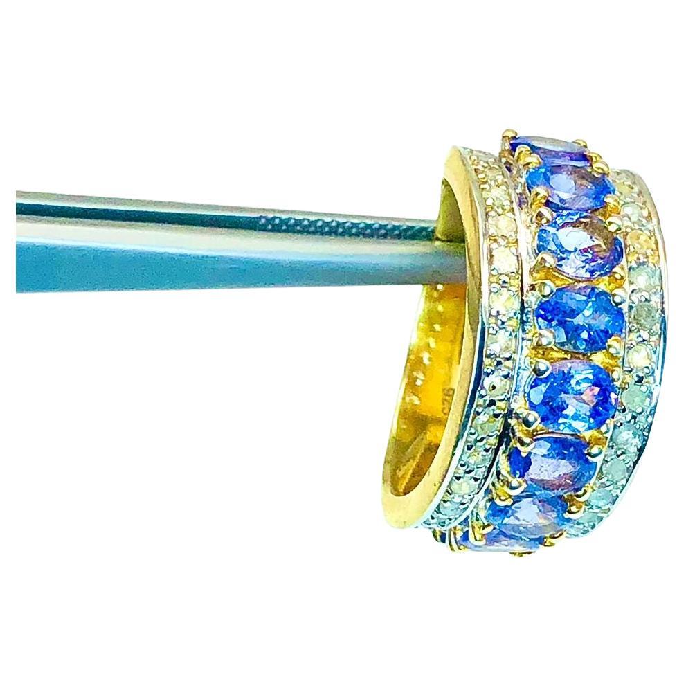 Anillo Bochic "Capri" de tanzanita natural y diamantes en oro de 18 quilates y plata en venta