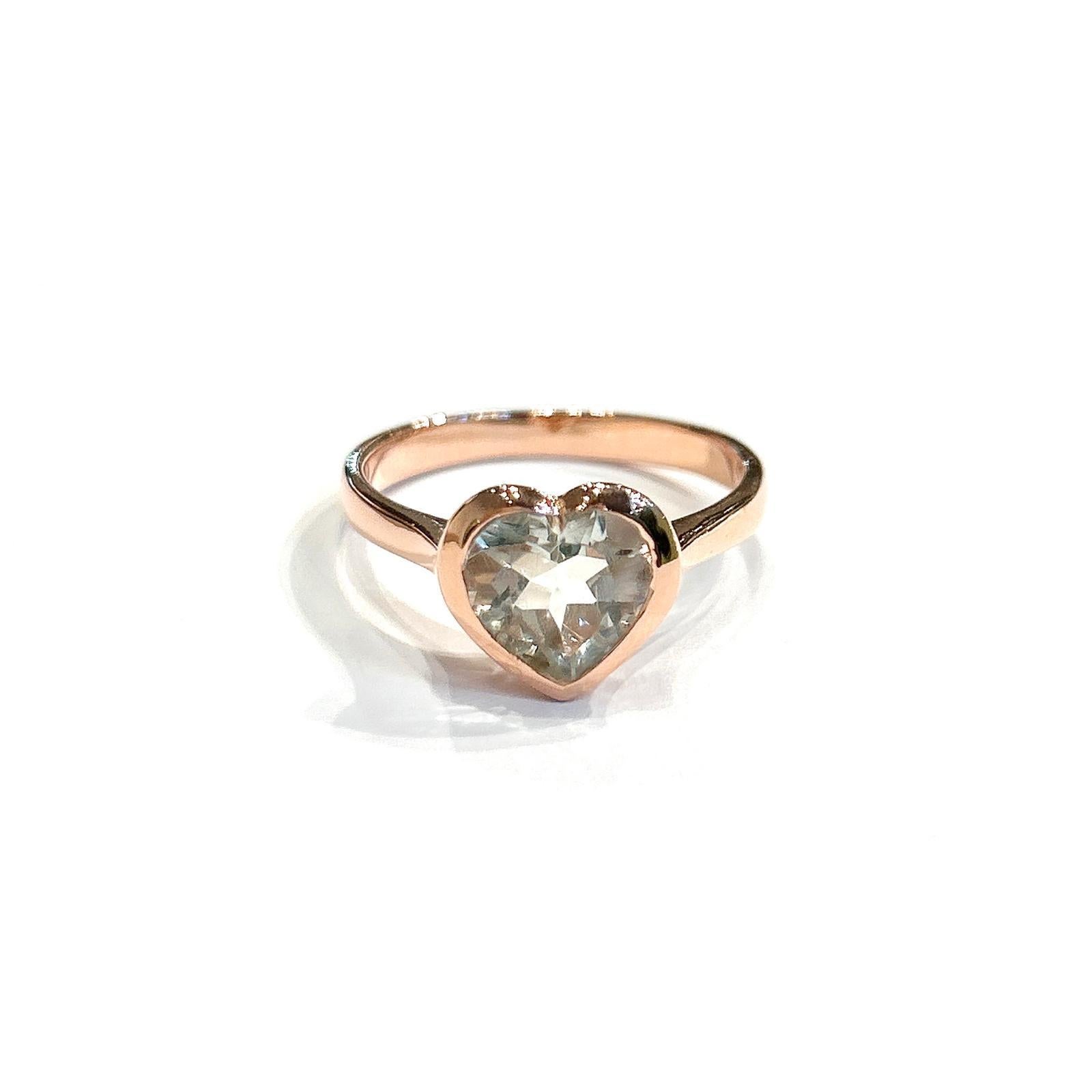 Bochic “Capri” Olive Green Amethyst Heart Shape Ring Set In 18K Gold & Silver For Sale 1