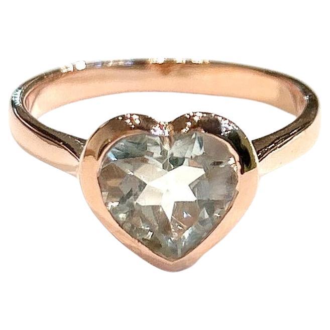 Bochic “Capri” Olive Green Amethyst Heart Shape Ring Set In 18K Gold & Silver
