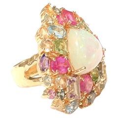  Bochic "Capri" Opal & Multi Edelstein, Rubin Fancy Saphiren Ring Set in 22K Gold & Si