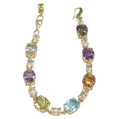 Bochic “Capri” Vintage Peridot & Multi Gem Bracelet Set In 18K Gold & Silver