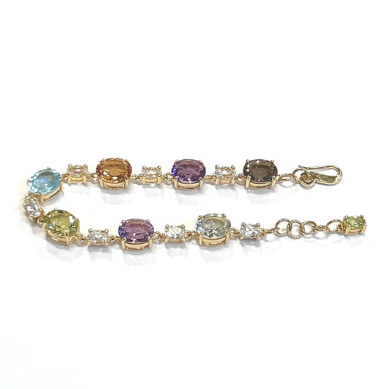 Taglio ovale Bracciale con peridoto e gemme multicolore 
