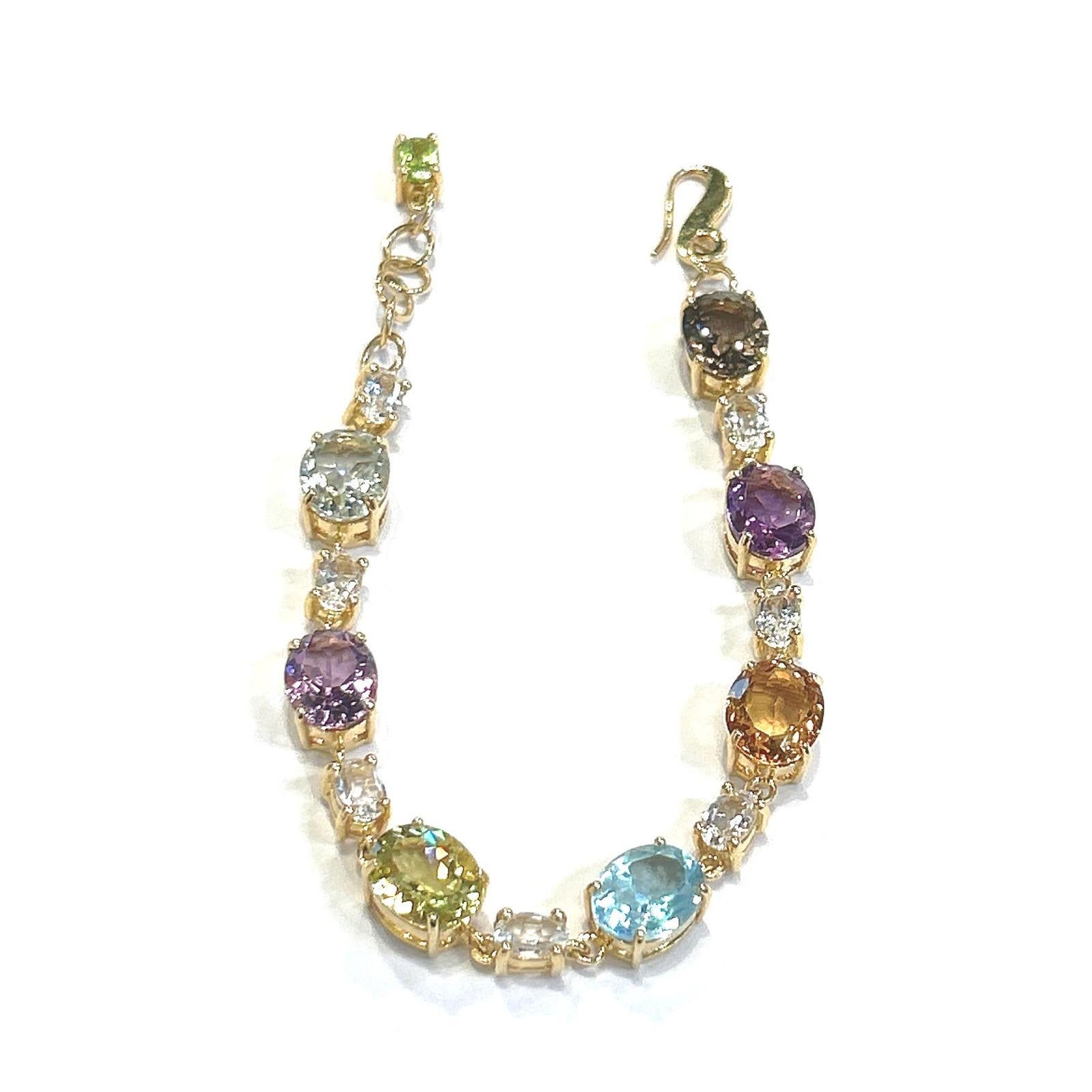 da uomo o donna Bracciale con peridoto e gemme multicolore 