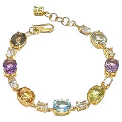 Bochic “Capri” Peridot & Multi Color Gem Bracelet Set In 18K Gold & Silver