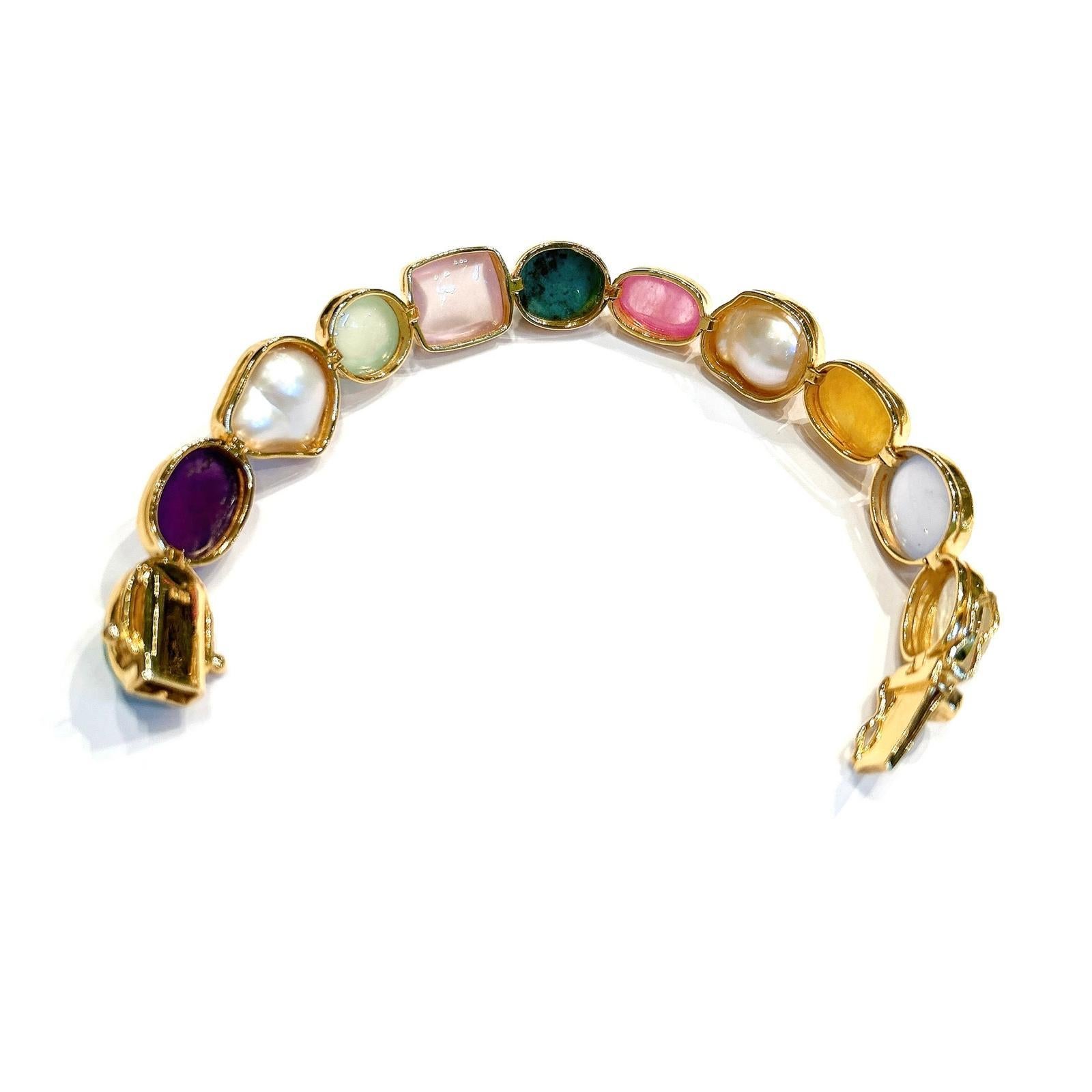 da uomo o donna Bracciale / Bracciale con quarzo rosa, peridoto e agata 