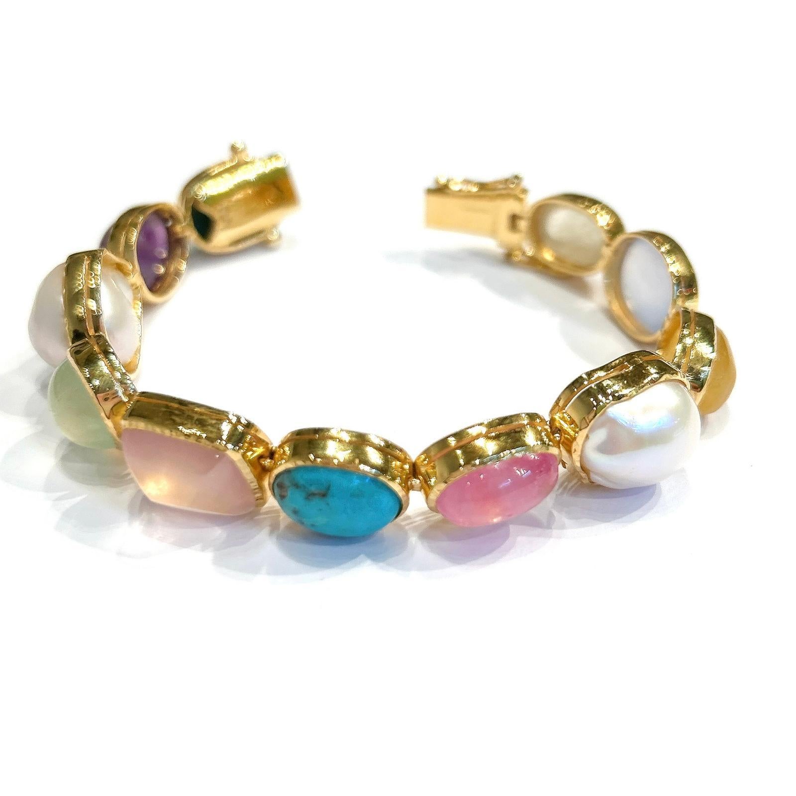 Bracciale / Bracciale con quarzo rosa, peridoto e agata 