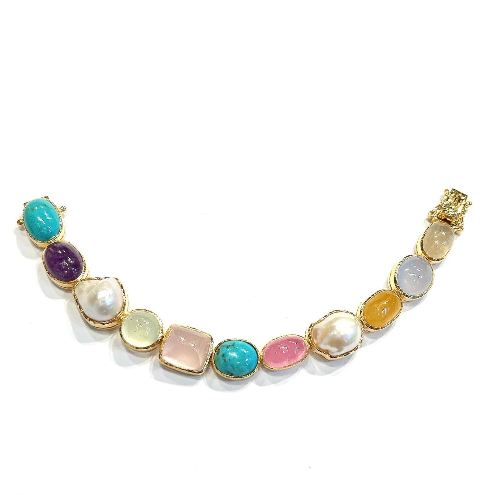 Bracciale / Bracciale con quarzo rosa, peridoto e agata 