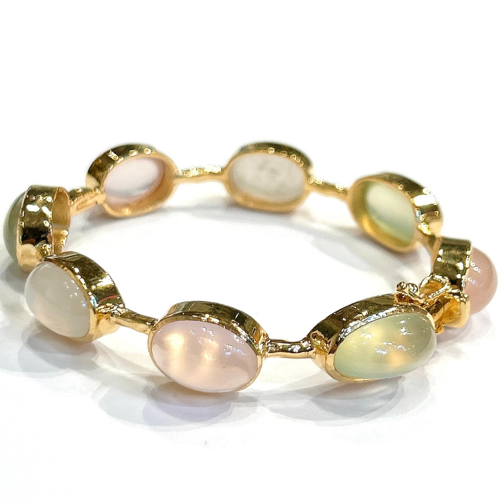 Bochic Capri Rosa Quarz, Peridot & Achat Armband Set in 18K Gold & Silber im Angebot 3