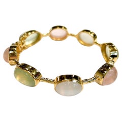 Bochic Capri - Bracelet de quartz rose, péridot et agate en or 18 carats et argent