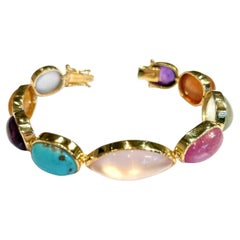 Bracciale / Bracciale con quarzo rosa, peridoto e rubino "Capri" di Bochic in oro 18K e